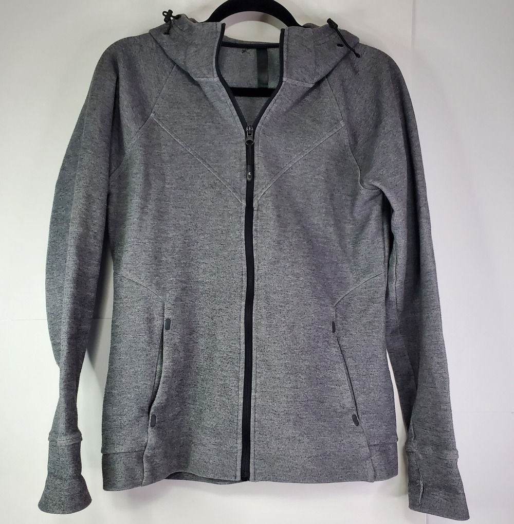 Kyodan Jacket Women’s Sz PS Hooded Gray Zip Pockets Thumbhole Athleisure Workout